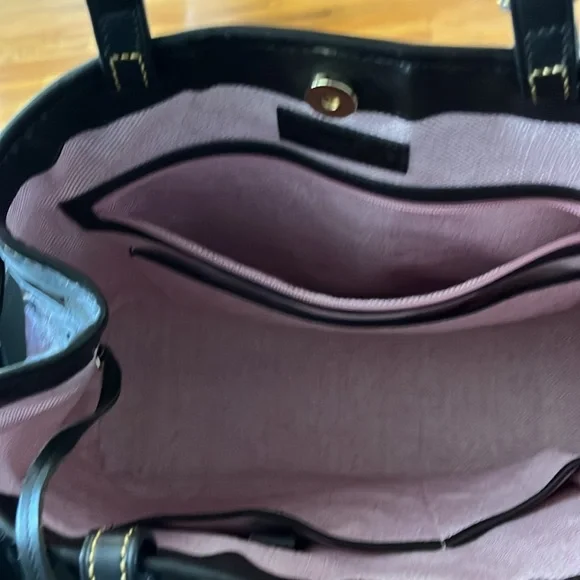 Dooney & Bourke Croco Embossed Genuine Leather Double Strap Tassel Bag Satchel - Picture 8 of 14